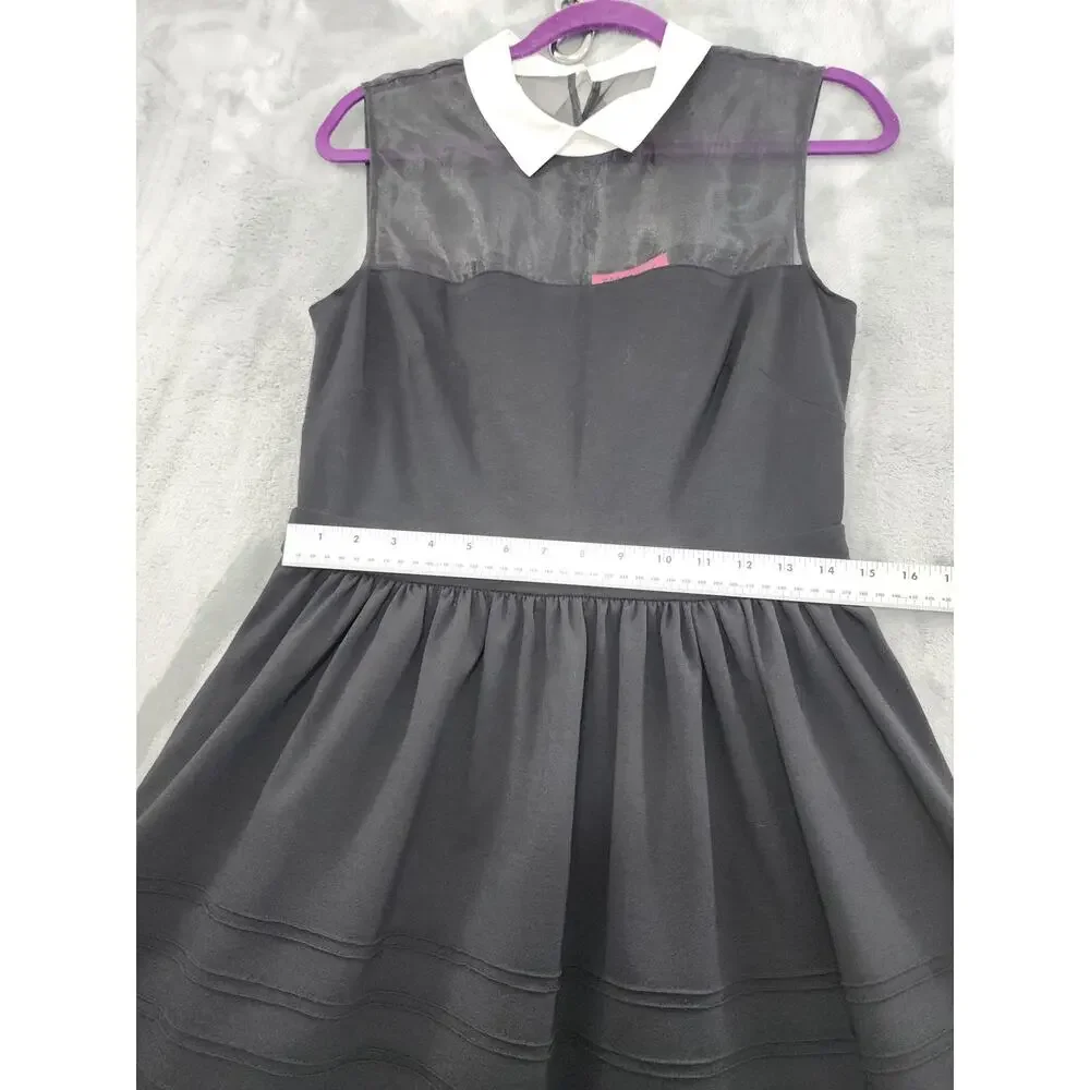 Betsey Johnson Sleeveless Collared Sheer‎ Midi Dress Size 10 Black White Party - Picture 8 of 10